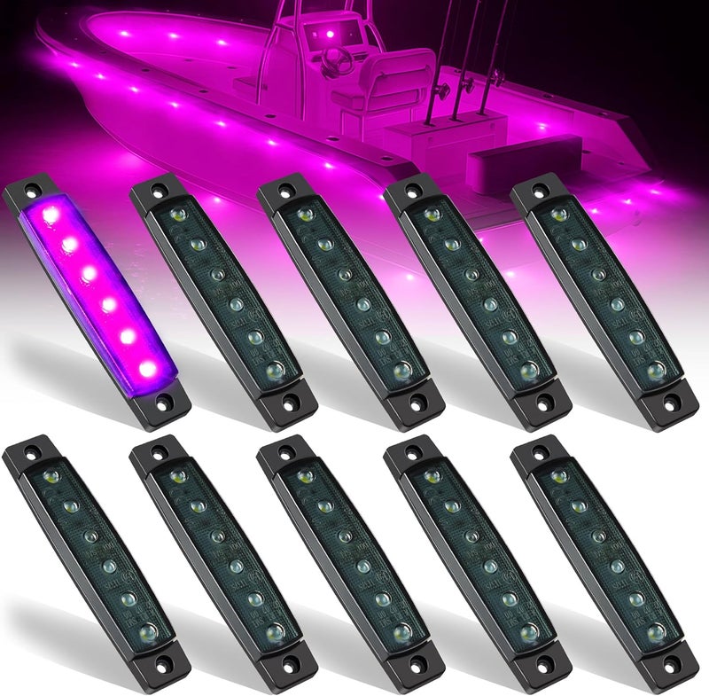 AOXLFU 10 قطع أضواء مؤشر جانبية للجرار بنفسجي 12 فولت 6 LED 3.8 بوصة مقاومة للماء للإشارة الأمامية والخلفية للجرار والشاحنة والفان وبيك أب وRV والقوارب... - Image 1